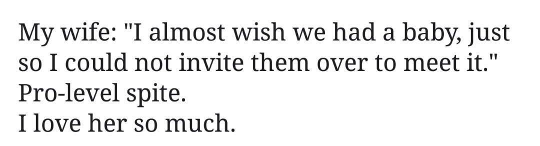 I posted this on my facebook page several years ago. My wife rocking it.