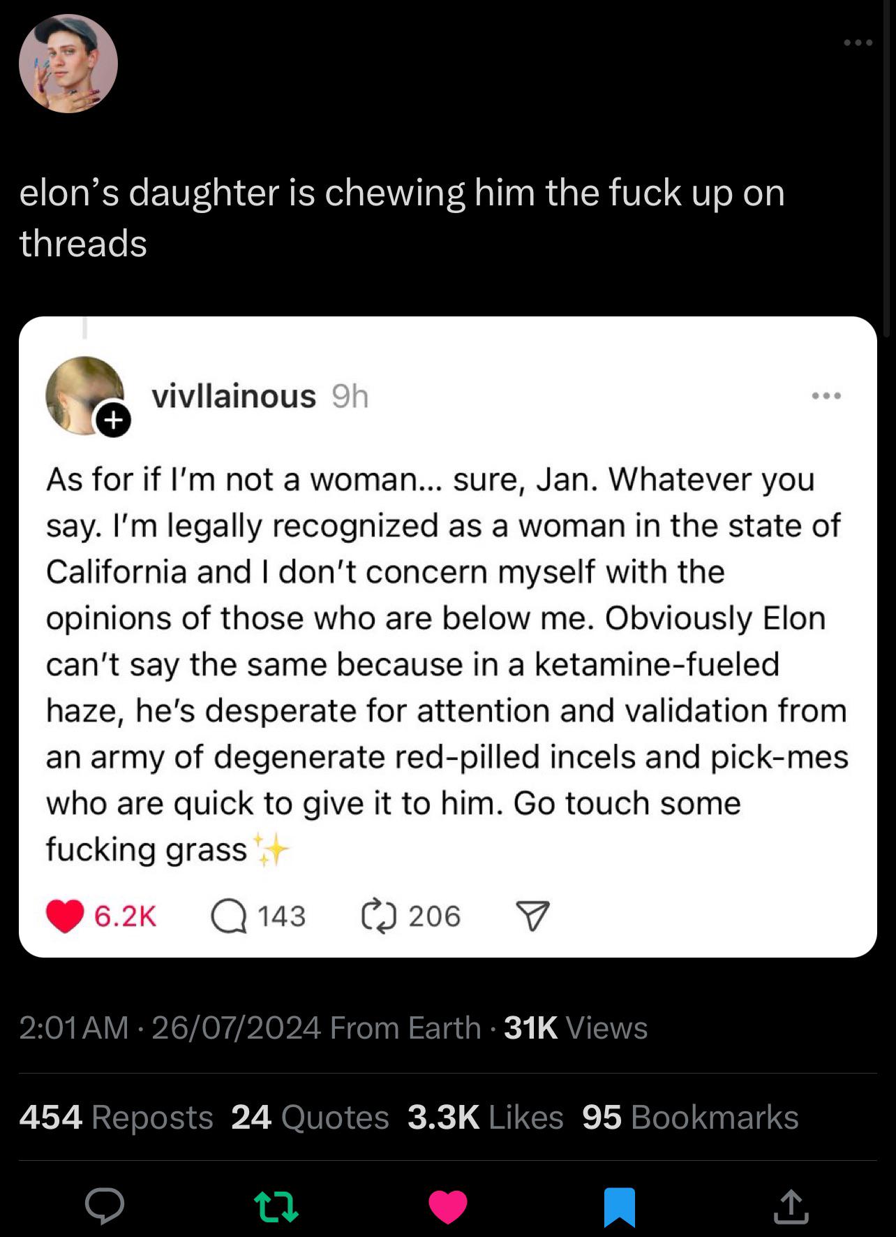 This is what happens when you don’t accept or care for your kids, ELON