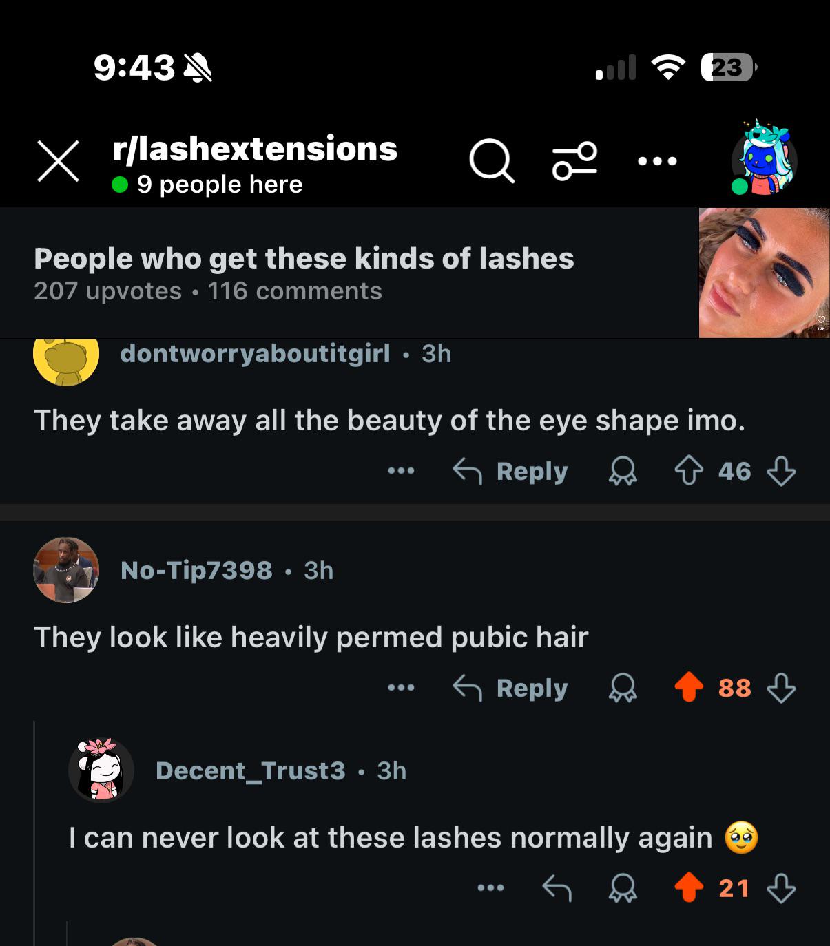 Thick eyelashes take on a new description