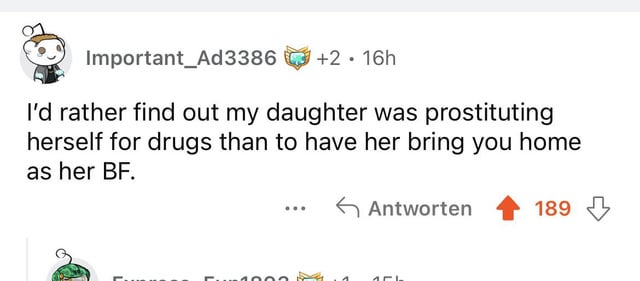 Someone brings his daughter into the discussion.