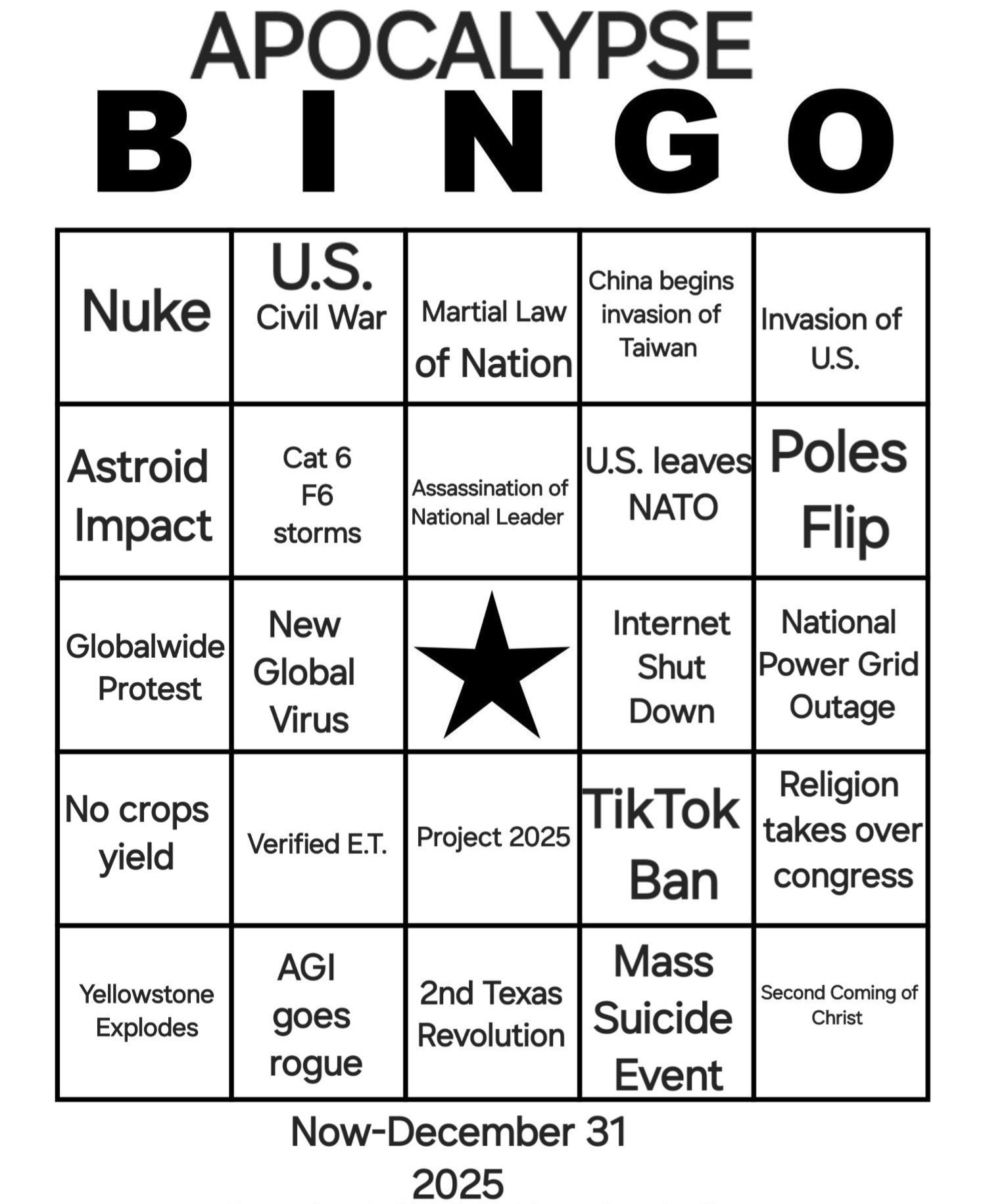 Apocalypse Bingo