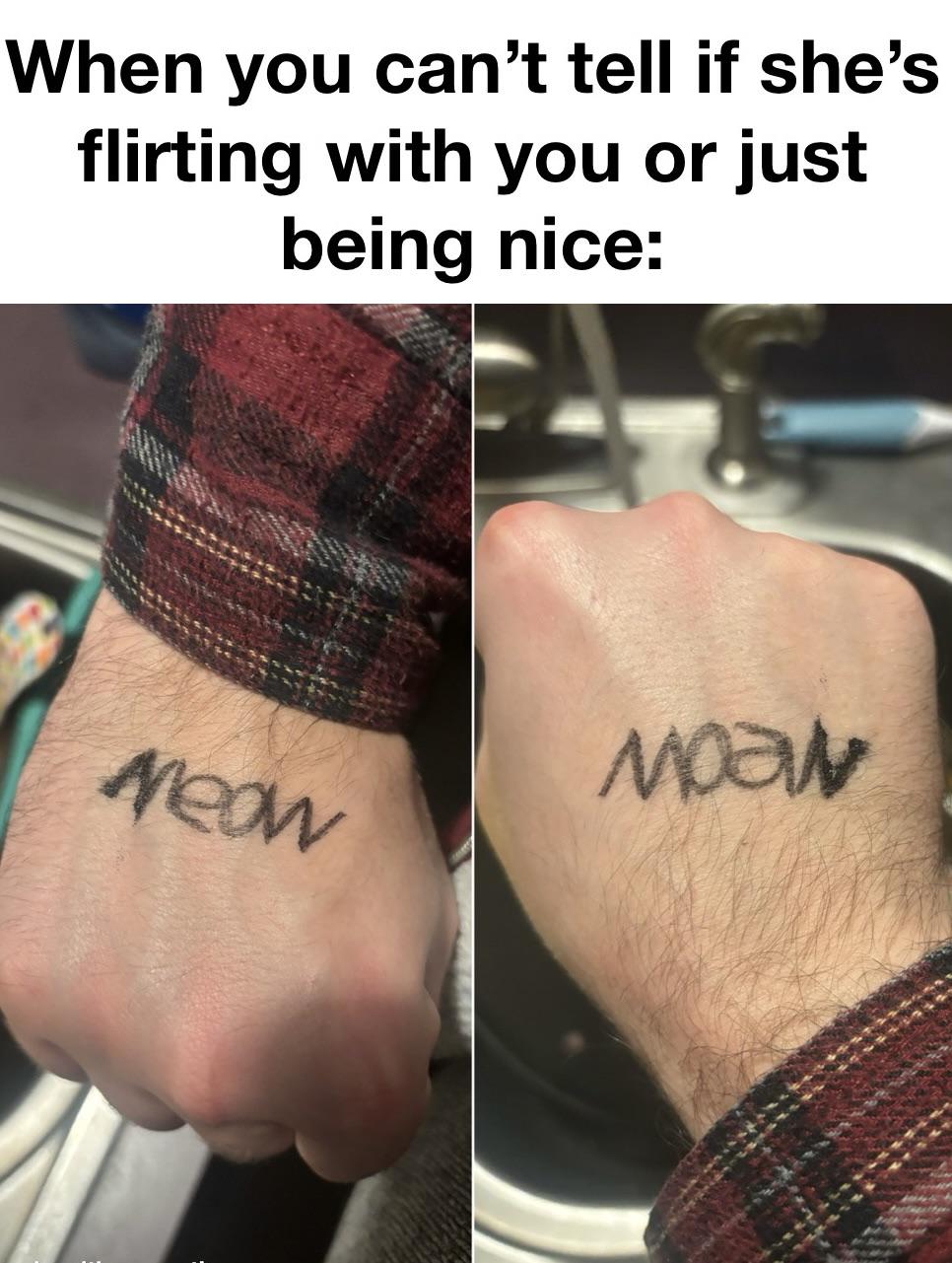 A girl wrote “Meow” on my hand today