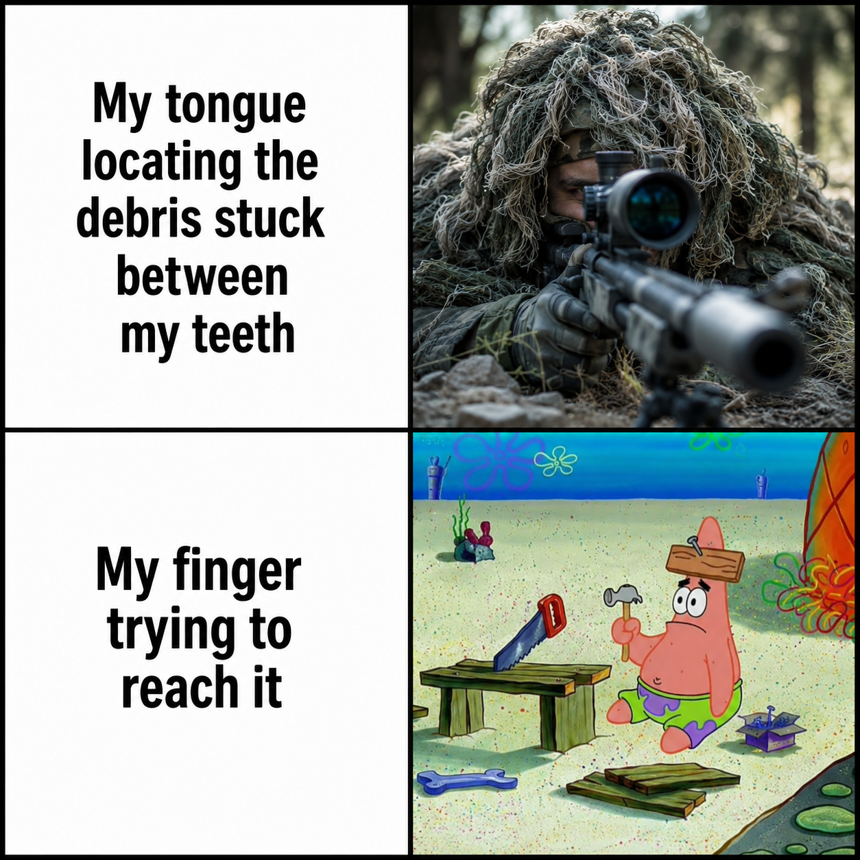 Tongue: Here! Finger: Where?