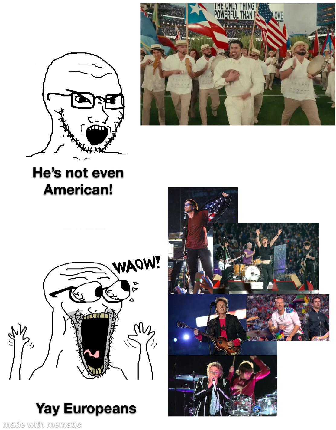 “I just wanna kiss my fish”. Just saying it makes no sense for someone to be upset especially when an Irish band performed in tribute of those lost on 9/11 and the fact Puerto Rico is part of America.
