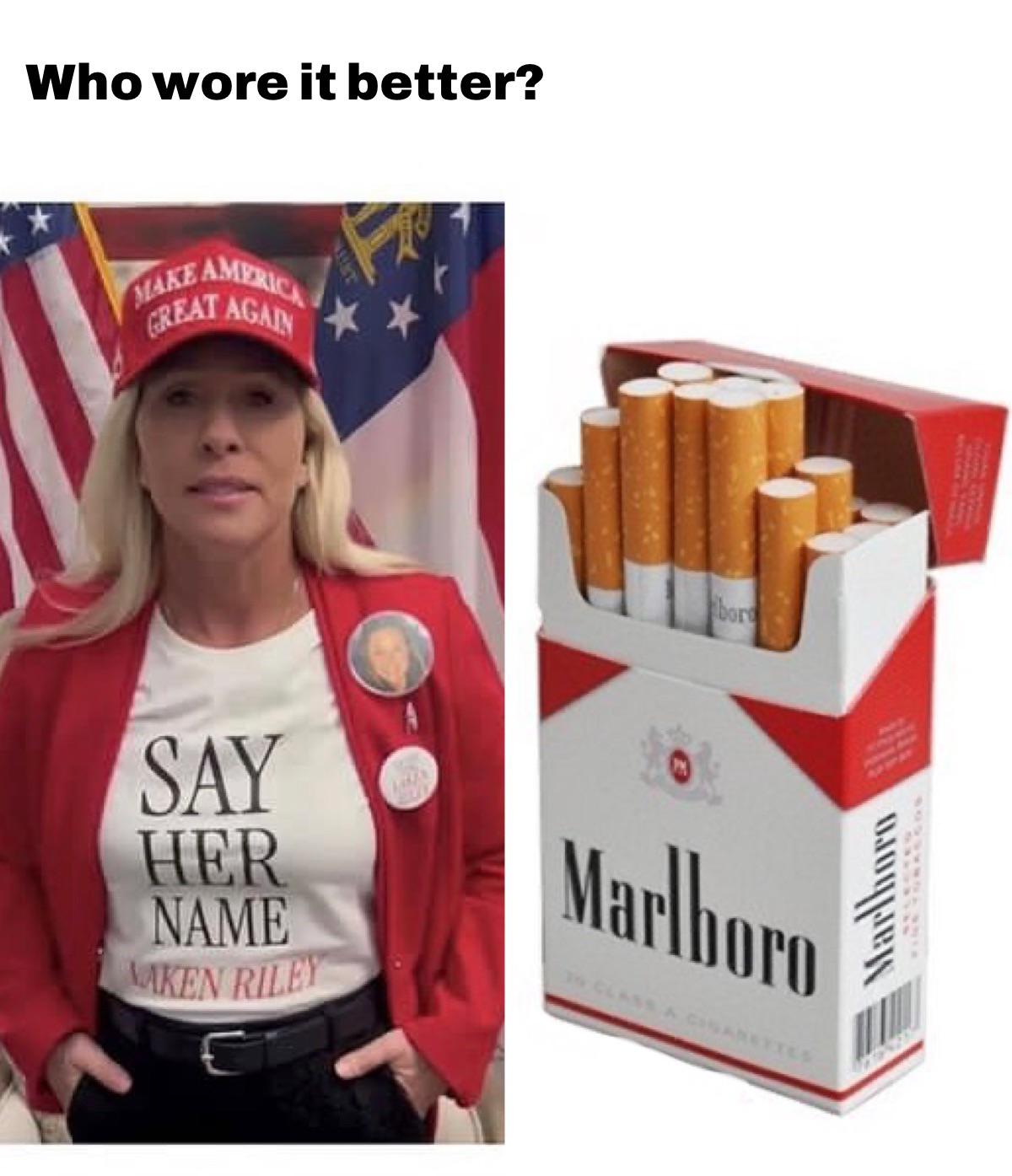 The M stands for Marlboro.