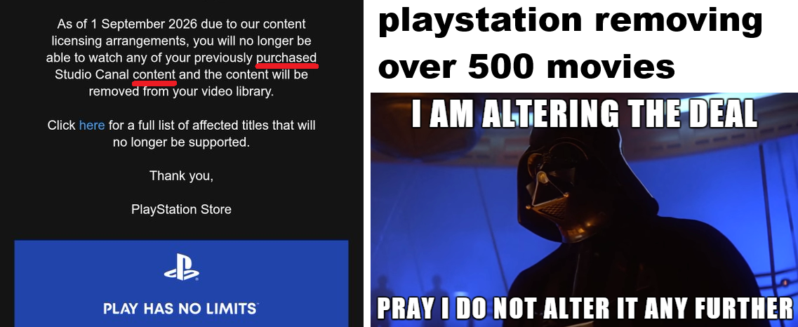 playstation removing purchased movies