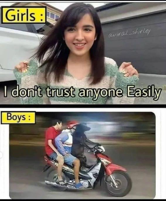 Trust issues vs bro you drive I got this🏍️🏍️